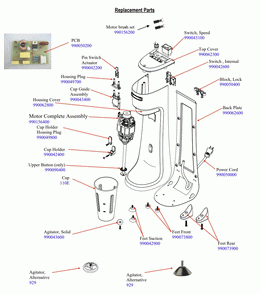 Diagram Diagram and Parts List for HMD200-UK-G  Hamilton Beach Drink Mixer